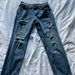 Old Navy Athletic Taper Built-In Flex Ripped Jeans Medium Wash Blue Mens 30x30